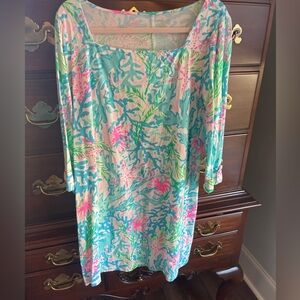 Lilly Pulitzer Aqua, Pink & Green Printed Mini Dress
